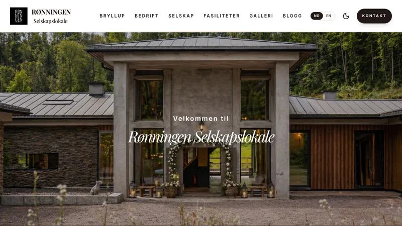 Rønningen Selskapslokale venue website homepage