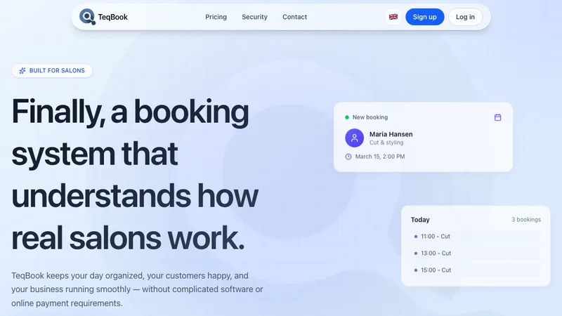 TeqBook salon booking platform homepage